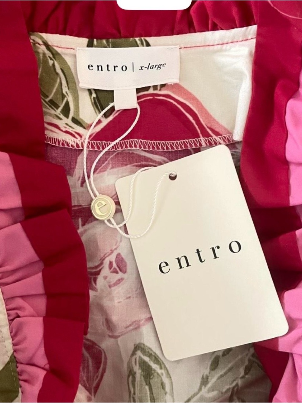 Entro XL Floral Pink Puff Sleeve Blouse - Picture 3 of 4